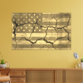 Amerikaanse vlag op gebarsten wand Canvas Afdruk (Insitu (Woonkamer))