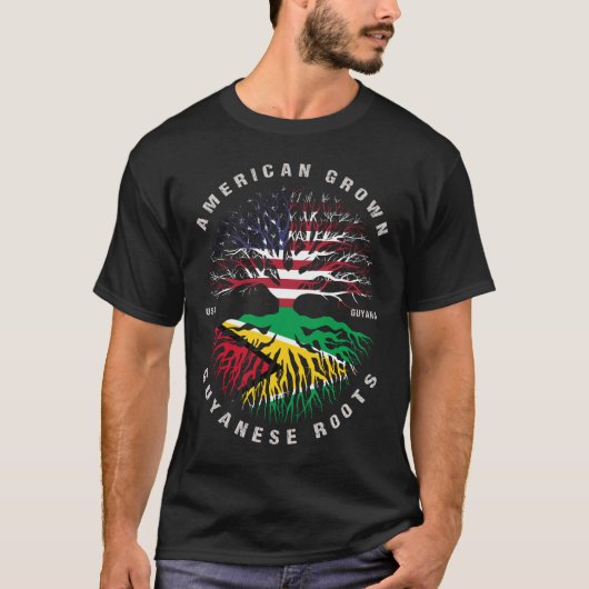 Amerikaanse vlag op Guyanese rots Guyana T-shirt (Voorkant)
