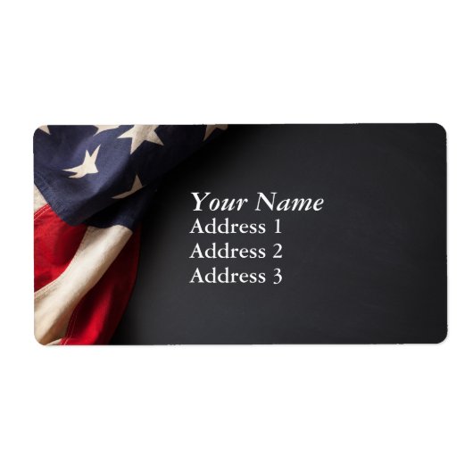 Amerikaanse vlag op het bord van Chalkboten Etiket (Voorkant)