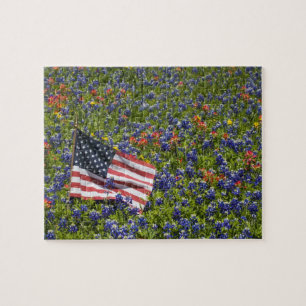 Amerikaanse vlag op het gebied van blauwe bont, 2 legpuzzel