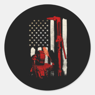 Amerikaanse vlag op het gebied van lassen ronde sticker