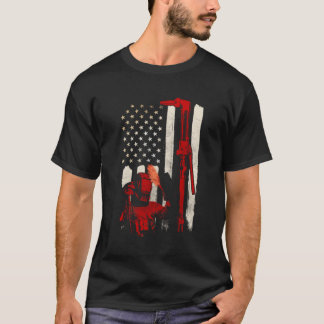 Amerikaanse vlag op het gebied van lassen t-shirt
