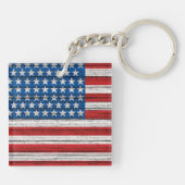 Amerikaanse vlag op het gevelpatroon van de weide  sleutelhanger (Achterkant)