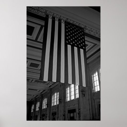Amerikaanse vlag op het station van de Unie Poster (Voorkant)