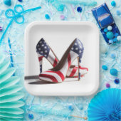 Amerikaanse vlag op hoge hakken papieren bordje (Feest)