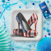 Amerikaanse vlag op hoge hakken papieren bordje (Feest)