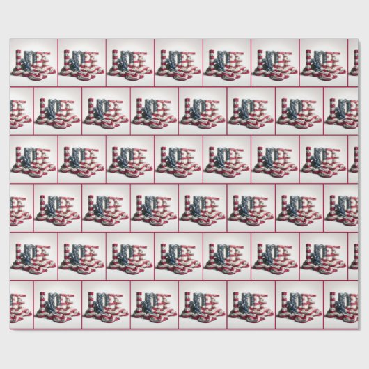 Amerikaanse vlag op hoop typografie cadeaupapier (Vlak)