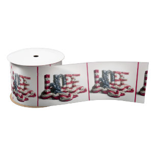 Amerikaanse vlag op hoop typografie satijnen lint