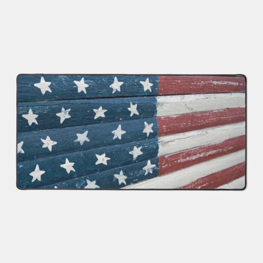 Amerikaanse vlag op hout bureaumat (Voorkant)