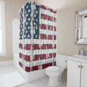 Amerikaanse vlag op hout douchegordijn (In situ)