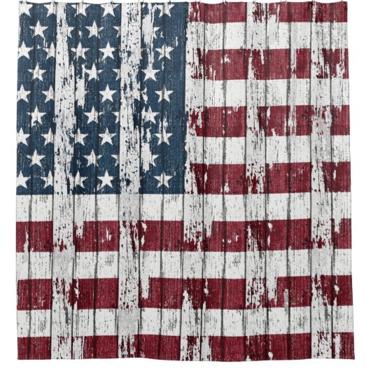 Amerikaanse vlag op hout douchegordijn (Voorkant)