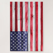Amerikaanse vlag op hout legpuzzel (Verticaal)