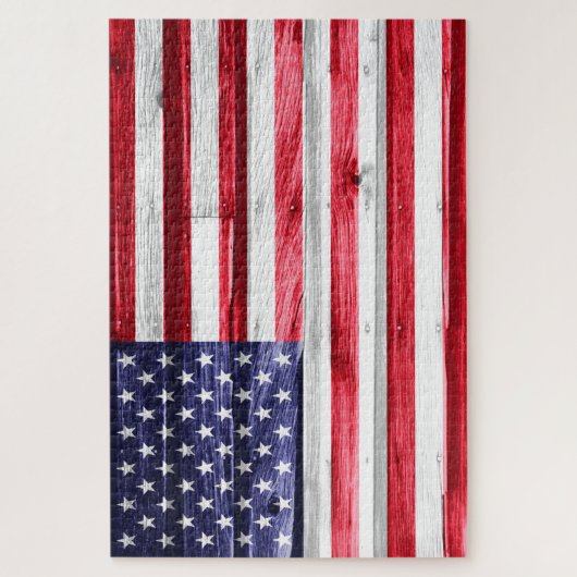 Amerikaanse vlag op hout legpuzzel (Verticaal)