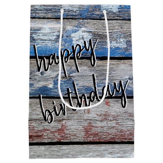 Amerikaanse vlag op hout medium cadeauzakje (Achterkant)