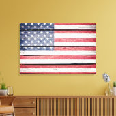 Amerikaanse vlag op houten Afbeelding Canvas Afdruk (Insitu (Woonkamer))