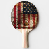 Amerikaanse vlag op houten bord tafeltennisbatje (Voorkant)