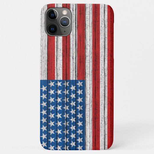 Amerikaanse vlag op houtnerfpatroon Case-Mate iPhone case (Achterkant)