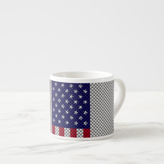 Amerikaanse vlag op koolstofvezel zoals afdrukken espresso kop (Voorkant rechts)