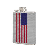 Amerikaanse vlag op koolstofvezel zoals afdrukken heupfles (Links)