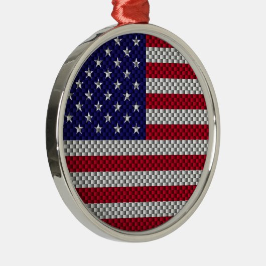 Amerikaanse vlag op koolstofvezel zoals afdrukken metalen ornament (Rechts)