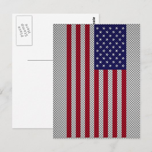 Amerikaanse vlag op koolstofvezelstijldecor briefkaart (Voorkant / Achterkant)