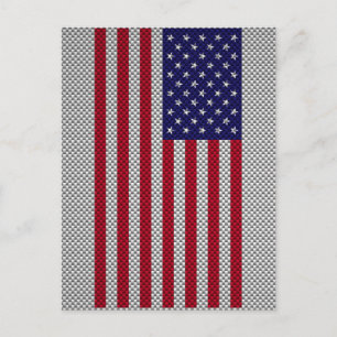 Amerikaanse vlag op koolstofvezelstijldecor briefkaart