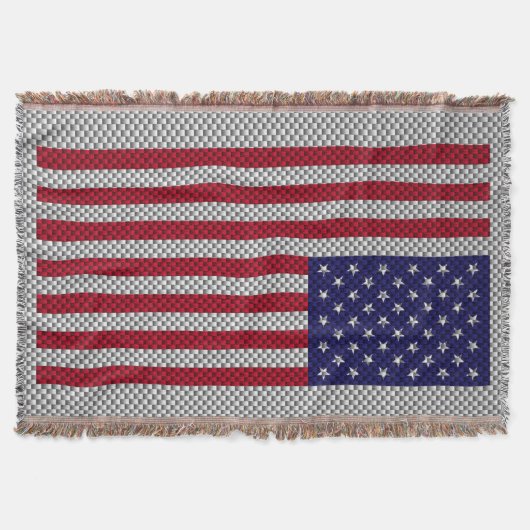 Amerikaanse vlag op koolstofvezelstijldecor deken (Voorkant)
