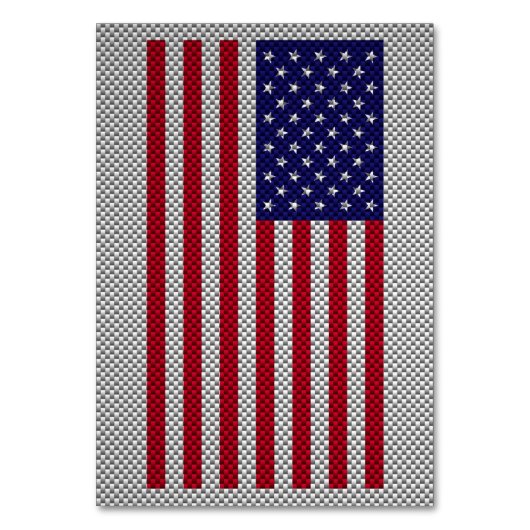 Amerikaanse vlag op koolstofvezelstijldecor kaart (Voorkant)
