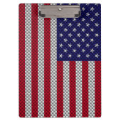 Amerikaanse vlag op koolstofvezelstijldecor klembord (Voorkant)