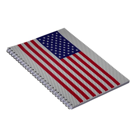 Amerikaanse vlag op koolstofvezelstijldecor notitieboek (Rechterzijde)