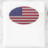 Amerikaanse vlag op koolstofvezelstijldecor ovale sticker (Tas)