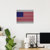 Amerikaanse vlag op koolstofvezelstijldecor poster (Thuiskantoor)