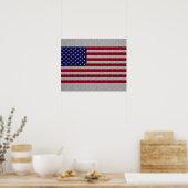 Amerikaanse vlag op koolstofvezelstijldecor poster (Keuken)