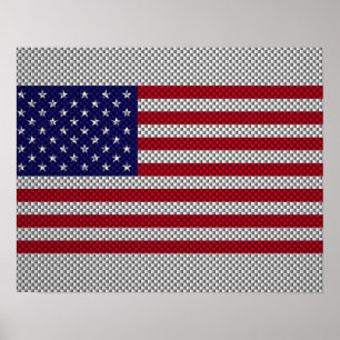 Amerikaanse vlag op koolstofvezelstijldecor poster