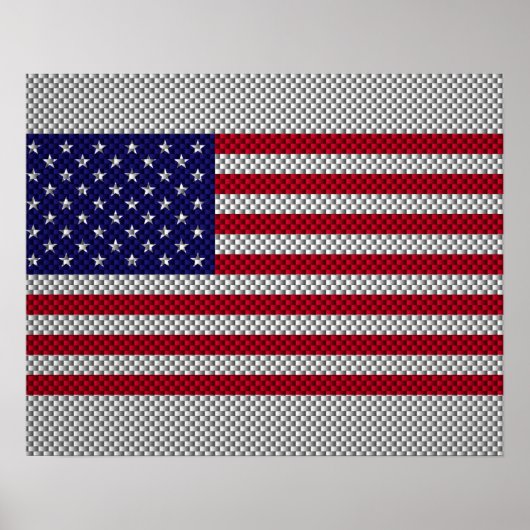 Amerikaanse vlag op koolstofvezelstijldecor poster (Voorkant)