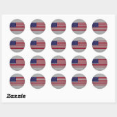 Amerikaanse vlag op koolstofvezelstijldecor ronde sticker (Vel)