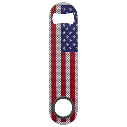 Amerikaanse vlag op koolstofvezelstijldecor speed flessenopener (Voorkant)