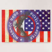 Amerikaanse vlag op maat rood wit blauw legpuzzel (Horizontaal)