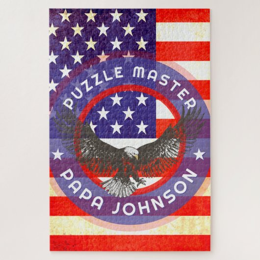 Amerikaanse vlag op maat rood wit blauw legpuzzel (Verticaal)