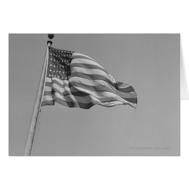 Amerikaanse vlag op mast (Voorkant Horizontaal)