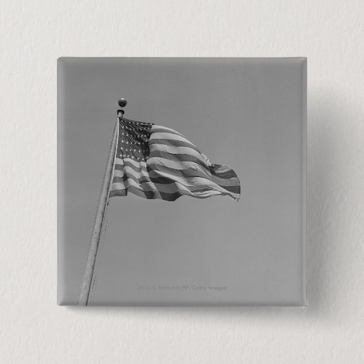 Amerikaanse vlag op mast vierkante button 5,1 cm (Voorkant)