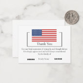 Amerikaanse vlag op na begrafenis bedankkaarten notitiekaartje (Voorkant / Achterkant in situ)