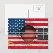 Amerikaanse vlag op oude akoestische gitaar briefkaart (Voorkant / Achterkant)