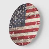 Amerikaanse vlag op oude houten korrel grote klok (Hoek)