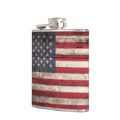 Amerikaanse vlag op oude houten korrel heupfles (Links)