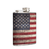 Amerikaanse vlag op oude houten korrel heupfles (Rechts)