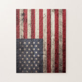 Amerikaanse vlag op oude houten korrel legpuzzel (Verticaal)
