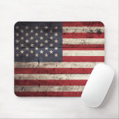 Amerikaanse vlag op oude houten korrel muismat (Met muis)