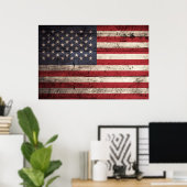 Amerikaanse vlag op oude houten korrel poster (Thuiskantoor)