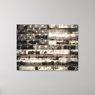 Amerikaanse vlag op oude muur 2 canvas afdruk